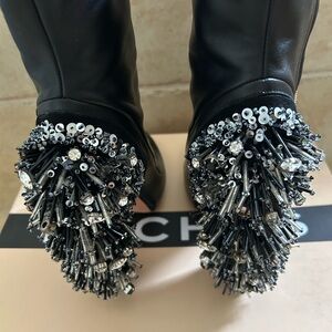 Rare Rochas boots high hill 4 inch black leather